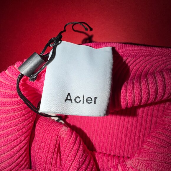 Acler Sanders Ribbed Knit Bodycon Mini Dress Berry Size 6 NWT Low Back - Picture 7 of 8